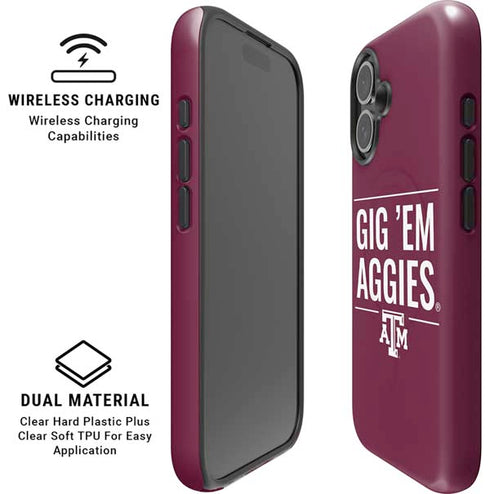Texas A&M University Gig Em Aggies iPhone 16 Plus Magsafe Impact Case